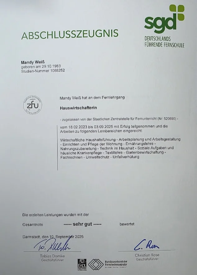 Haushaltsnahe Dienstleistungen - Versicherungsanbieter - Benutzerzertifikate